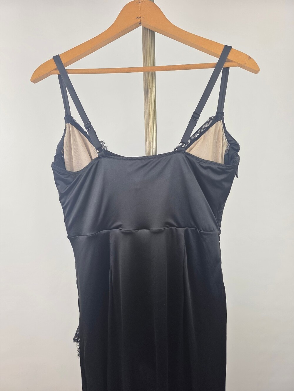 Popilush Women's Black Lace Corset Satin Ruched Cocktail Shapewear Midi Dress XL - Picture 11 of 12
